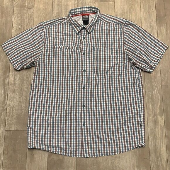 Mens The North Face Button Up Plaid‎ Shortsleeve Shirt - Picture 1 of 7